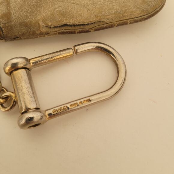 Gucci Logo Key Ring Fob Wallet Zip Pouch Monogram White Leather Compact Fair - Picture 5 of 11
